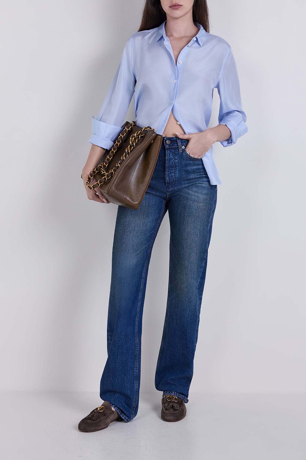 חולצת משי מכופתרת